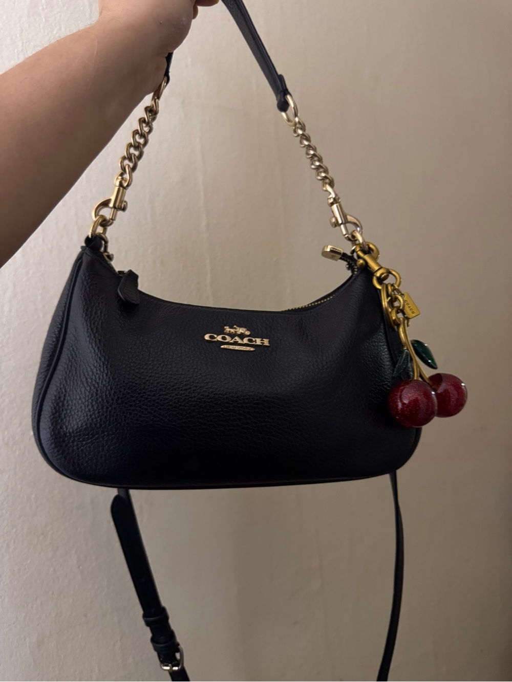 Coach Teri Black Pebbled Leather Shoulder Bag